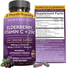 Viva Naturals Elderberry with 120 Count (Pack of 1), 5in1 120ct