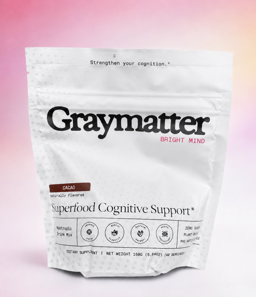 GRAYMATTER Superfood Cognitive Support 40 Servings – CACAO Drink Mix 🍫