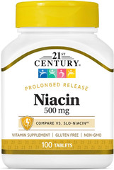 Niacin 500 Mg Prolonged Release Tablets, (100 Count), Vitamin B Supplement for E