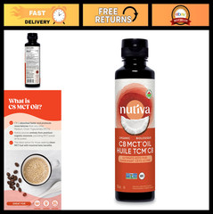 Organic MCT Oil C8 – Unflavored, Ideal for Coffee, Shakes, Salads – Vegan, Keto,