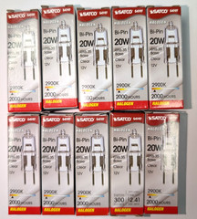 Satco S4197 20 Watt 300 Lumens T3 Halogen GY6.35 12 Volt Clear Light Bulb 10 pk
