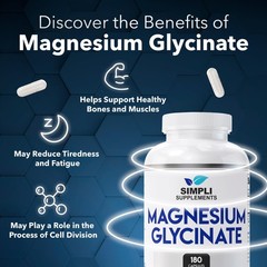 Magnesium Glycinate 400mg per Serving – High Absorption 180 Count (Pack of 1)