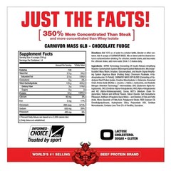 Mass Gainer Beef Protein Isolate Chocolate Fudge 6 Pound MuscleMeds Carnivor