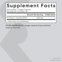 NAC (N-Acetyl Cysteine) 600mg Supports Antioxidant Detoxifying Lung Health 90 Ct