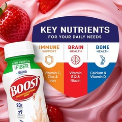 BOOST High Protein Nutritional Drink Strawberry with Fiber 8oz Bottles – 24pk