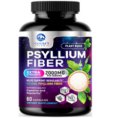 Psyllium Fiber Supplement 2000mg, Non-GMO, Natural Soluble Fiber Daily Digestion