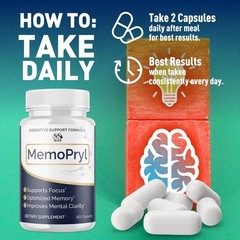MemoPryl Brain Support Supplement Memory, Focus & Mental Clarity Bacopa, Ginkgo