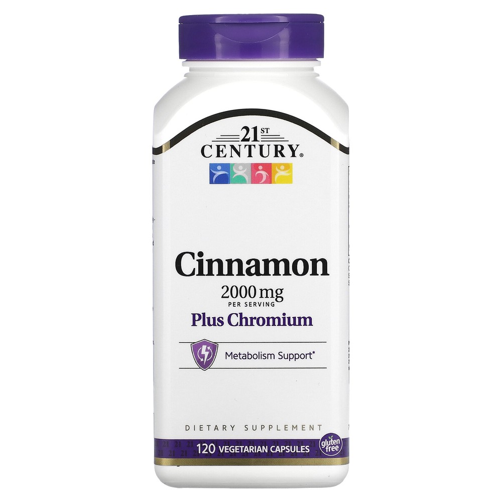 21st Century Cinnamon Plus Chromium 2000 mg 120 Veggie Caps No Artificial