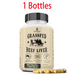 1-3 Bottles Ancestral Supplements Grass-Fed Beef Liver 180 Capsules (500mg) Each