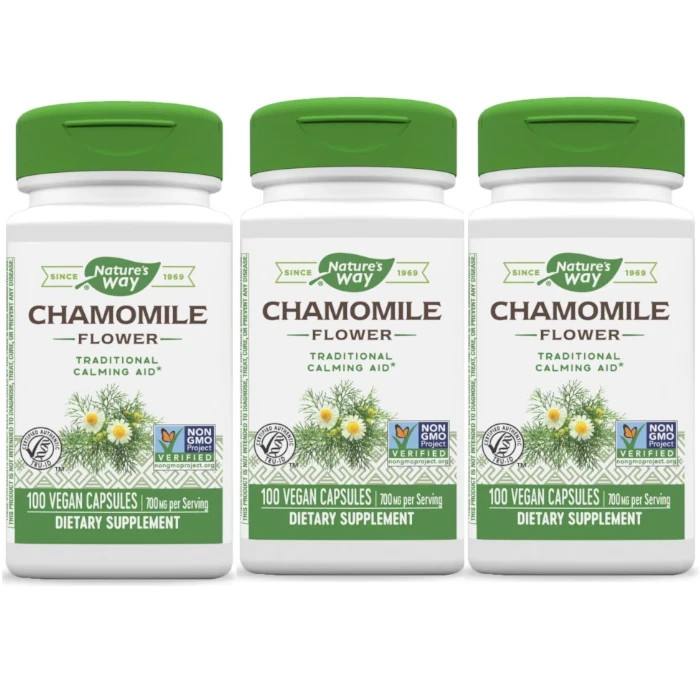 Nature’s Way Chamomile Flowers 100 Veg Capsules Each (Pack of 3)