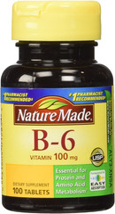 Nature Made Vitamin B6 100mg Energy Metabolism 100 Tablets Pack of 2 NEW