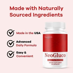 NeoGluco Blood Sugar Support Supplement Capsules Natural 1 Pack 60Ct
