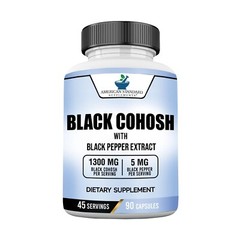Black Cohosh 1300mg Per Serving with Black Pepper Fruit Extract, 90 Capsules