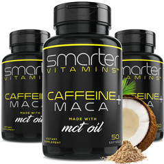 SMARTERVITAMINS – 3 PACK! Caffeine MACA Made w/ Coconut MCT Oil, Extended Energy
