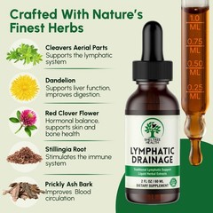 Organic Lymphatic Drainage Drops 2 Fl. Oz | Vegan, Non-GMO Supplement with Cleav