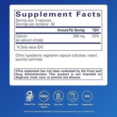 Pure Encapsulations Calcium Citrate Bone Teeth Colon Heart Health 60 Capsules