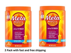 Metamucil 4-in-1 Fiber Sugar-Free Supplement (Orange) 6.1 OZ (2 Pack)