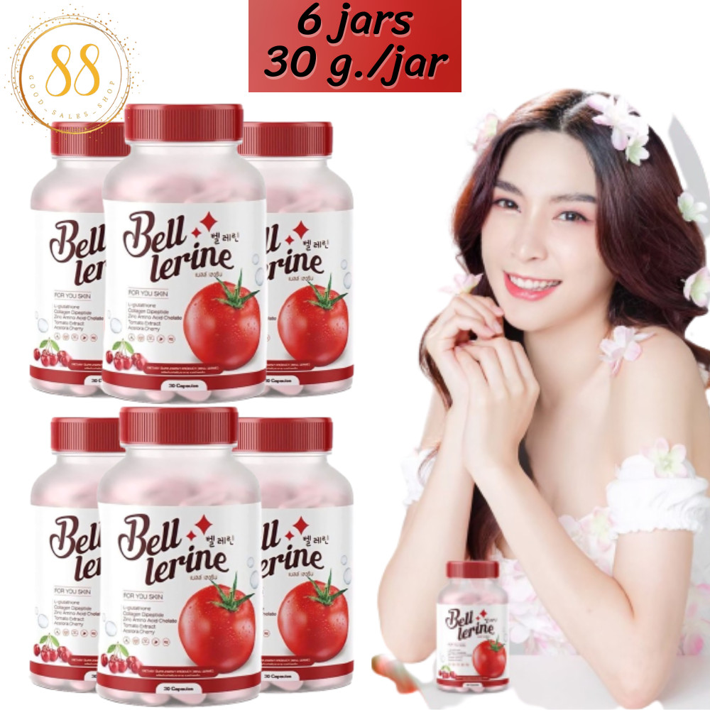 Bell Lerine Gluta Collagen Tomato, 1 jar 30 capsules, X 6 red jars 180 capsules