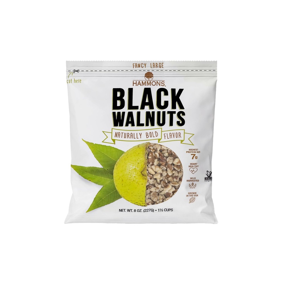 Hammons Fancy Large Black Walnuts – Wild 8 Ounce (Pack of 1), Natural