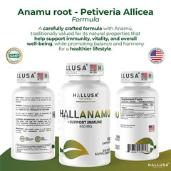 Anamu Root – Petiveria Immune Support Detox Anamu Capsules Organic 100 Cap