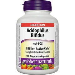 Webber Naturals Acidophilus Bifidus w FOS 6 Billion Active Cells 180pcs NEW
