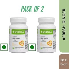 Herbalife Afresh Energy Drink Mix GINGER Flavor 50gm Each Pack of 2