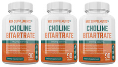 3 Choline Bitartrate 900mg serving Brain Memory Booster Nootropic Fatty Liver