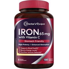 Iron Supplement 65 mg with Vitamin C – Maximized Absorption & Stomach Friendl…