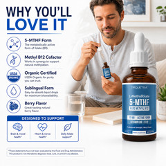 L-Methylfolate 5-MTHF Methyl B12 Liquid Folate Supplement 15mg 60 Servings