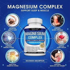 3Pack Toplux Nutrition Magnesium Complex 1000mg Supports 8 Elemental Magnesium