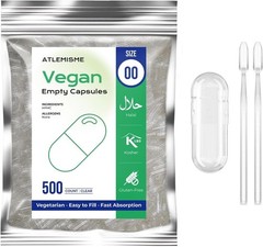 Empty Capsules Size 00 – Capsules Empty 500 Count DIY Vegetable Capsule Fil…