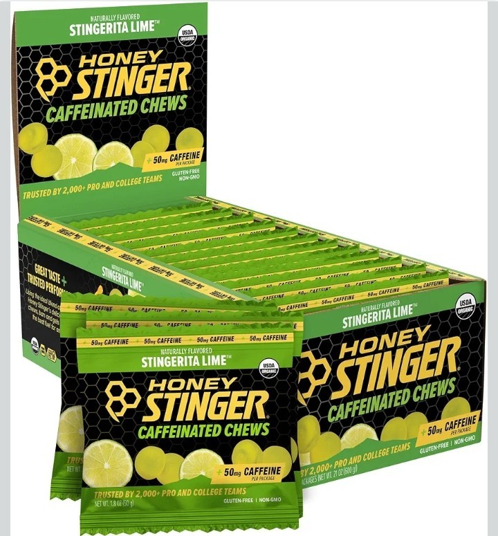 Honey Stinger Caffeinated Energy Chews, 12 Pack (Stingerita Lime) Gluten Free