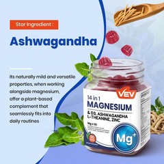 14-in-1 Magnesium Complex Gummies – with Ashwagandha, L-Theanine, D3 & Zinc –…