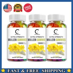 3pcs Organic Mullein Leaf Gummies 60PCS 2000mg,Herbal Natural Dietary Supplement