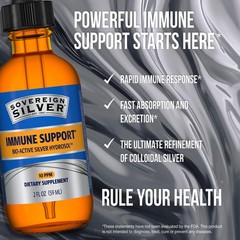 Immune Support Colloidal Silver 10 ppm Bio-Active Hydrosol Dropper 2 Fl Oz
