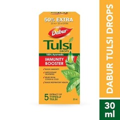 Dabur Tulsi Drops : 30ml (20ml + 10ml Free) | Contains Extracts of 5 Rare Tulsi