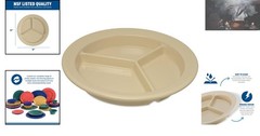 Reusable 3-Compartment Tan Plate – Insulated Melamine for Perfectly Served Meals