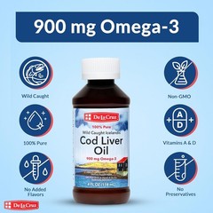 Pure Cod Liver Oil Liquid 4 FL OZ – Nutrient-Rich Supplement for Daily Health