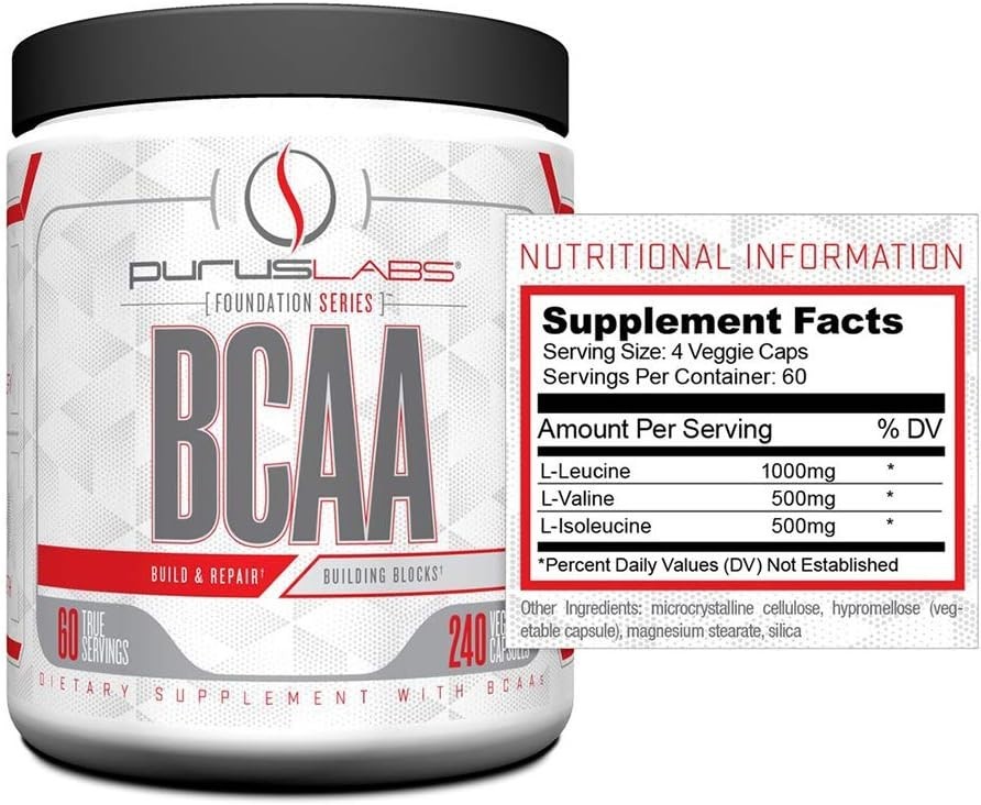 Purus Labs BCAA – 2:1:1 Leucine, Valine, Isoleucine – 240 Capsules