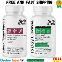 Youth & Tonic 15 Day Colon & Kidney Cleanse – Full Body Detox Pills for Bloat…