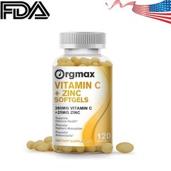 Vitamin C & Zinc 120 Capsules or Immune Support Vitamin Supplement for Adult