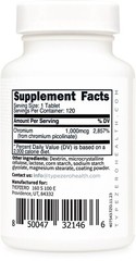 Type Zero Clean Chromium Picolinate Tablets (120 Count) 1,000 MCG Per Serving