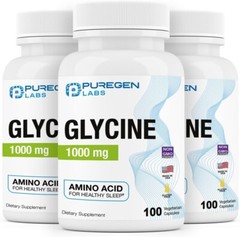 Puregen Labs Glycine | 1000 mg 100 Veg Capsules | 3Pk | Exp. 07/27