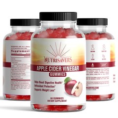 Apple Cider Vinegar Gummies Diet Supplement for Digestion – 60 Count, Pack of 3