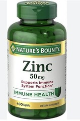 NATURES BOUNTY ZINC 50mg 400 ct Tablets Supports SYSTEM FUNCTION Immune Health