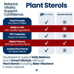 Plant Sterols 2000mg | 240 Count Maximum Strength Beta Sitosterol by Healthfare