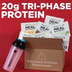 TransformHQ Meal Replacement Shake Variety Box With Pink Shaker, 7 Single-Ser…
