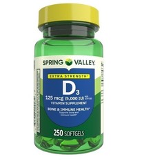 Spring Valley Extra Strength Vitamin D3 Softgels 125 mcg 5000 IU 250 Count