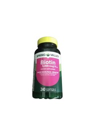 Spring Valley Biotin 5000 mcg Softgels, Hair Skin & Nails Support, 240 Count