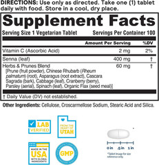 Senna Prune Herbal Supplement Digestive Support 100 Servings